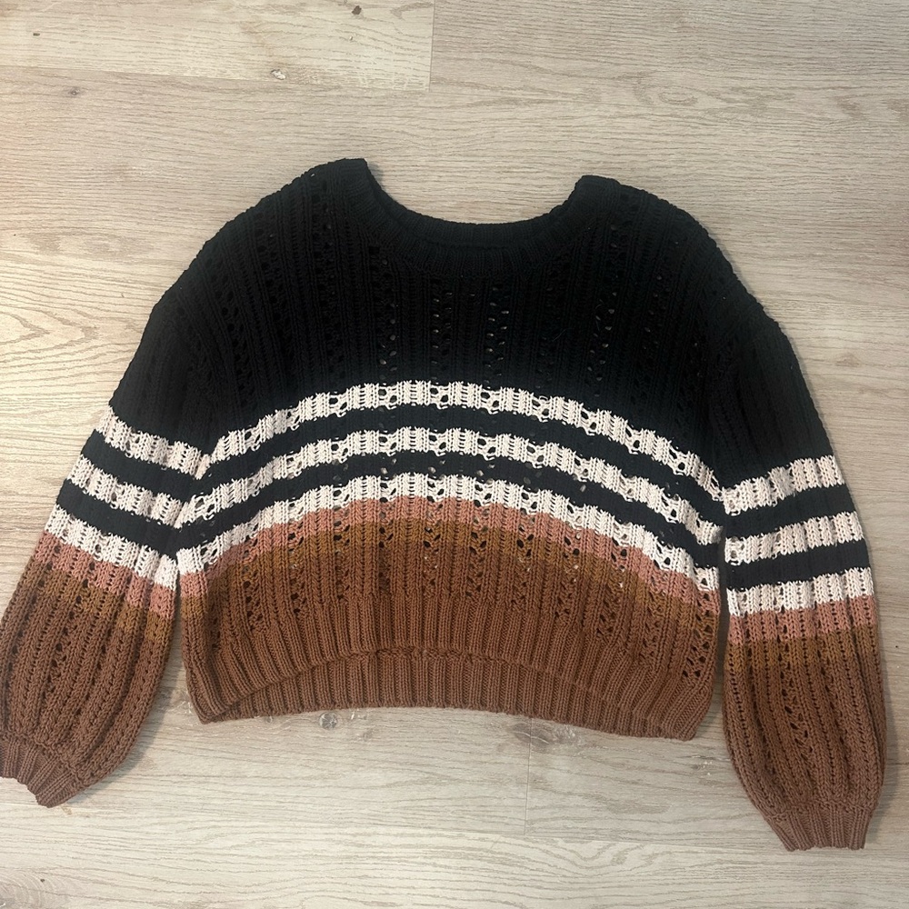 Saltwater LUXE Black, White, and Brown Striped Sweater